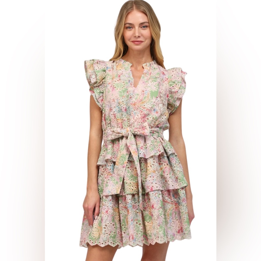 Fate Floral Ruffle Sleeve Dress SZ: Small